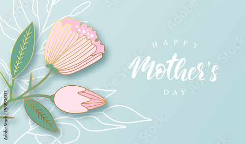 Happy Mother's Day Modern design with beautiful flower.Vector illustration is suitable for postcards, banners, advertising brochures and much more.