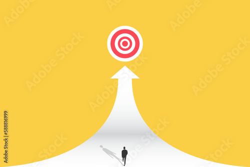 Businessman walking at path the possibility of successful career growth and target. success, opportunity and growth concept