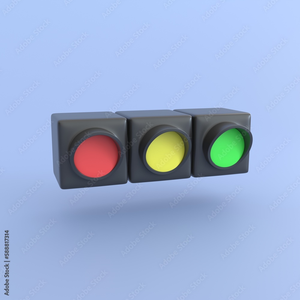 Traffic light 3d render with three colour red,yellow and green for sign and signal realistic transport movement on road way concept. Traffic light 3d render with three colour red,yellow and green for sign and signal realistic transport movement on road way concept.