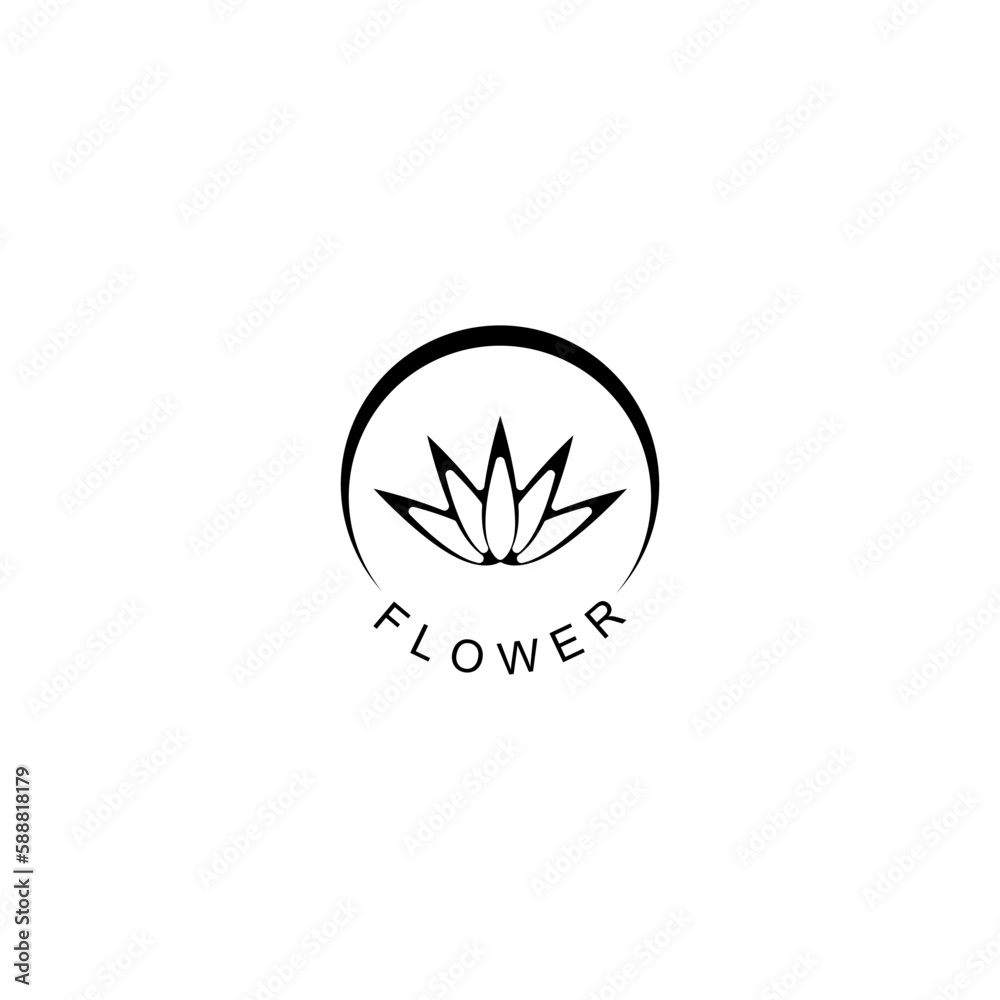Lotus  icon. Yoga meditation flower sign on white background 