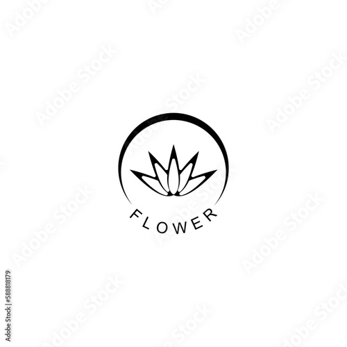 Lotus icon. Yoga meditation flower sign on white background 