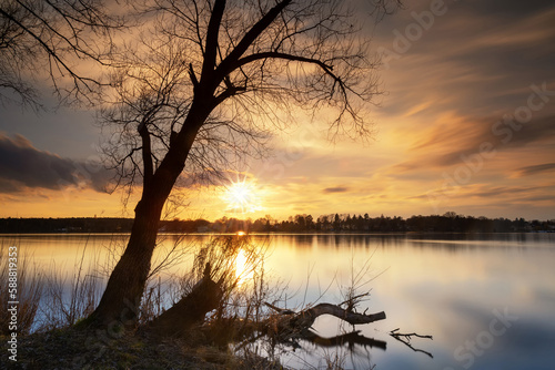 Obraz na płótnie Abend am See w salonie