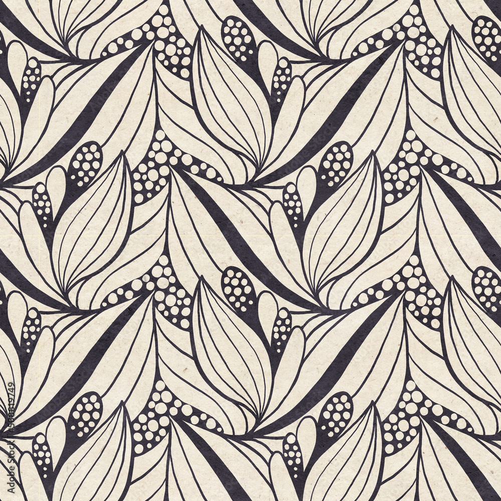 Black and White seamless pattern with leaves Black and White seamless pattern with leaves