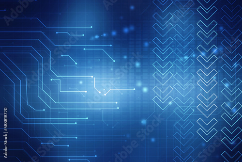 2d illustration Abstract futuristic electronic circuit technology background