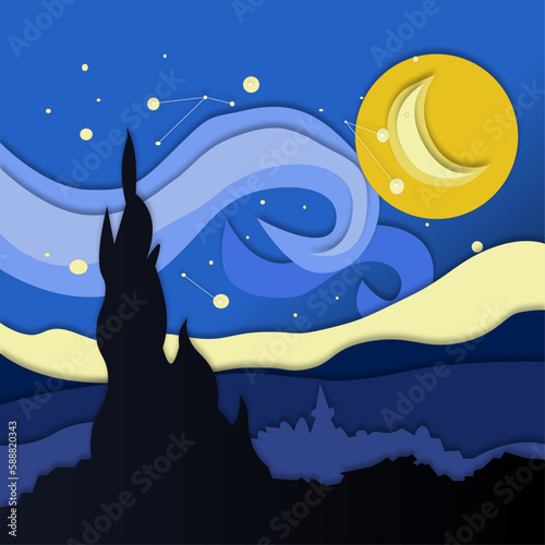 moon and stars