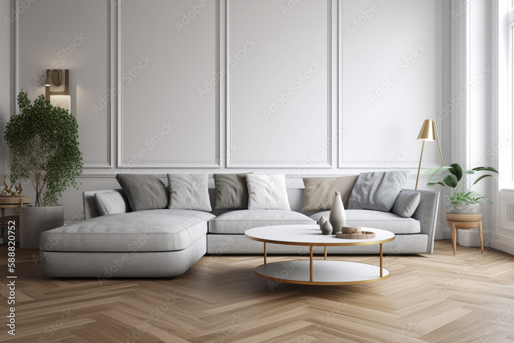 Fototapeta premium modern living room with sofa generative ai