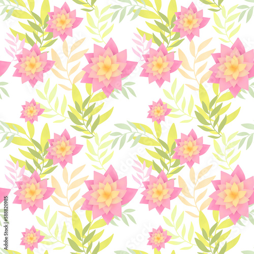 Seamless Pattern with summer blue flowers on white background. hand drawn Watercolor print isolated for packaging paper, fabrics, textile, wallpapers