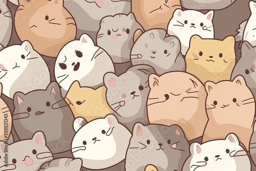 Cartoon cute kawaii baby cat pattern