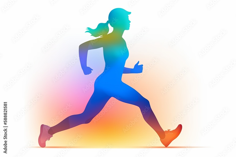 silhouette of a running woman