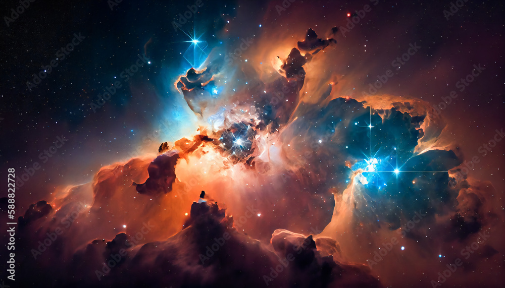 stars and nebulae in the night sky. Generative AI.
