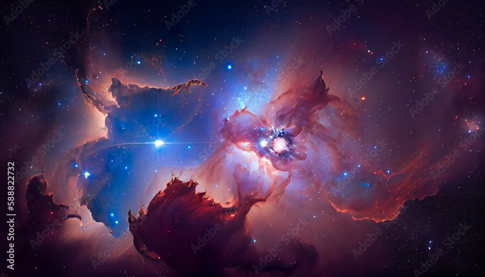 Obraz premium stars and nebulae in the night sky. Generative AI.