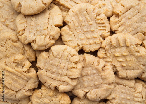 Overhead view of homemade peanut butter cookies