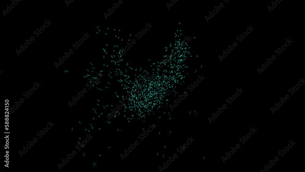  Explosion vortex of green lights in in black space 4k animation