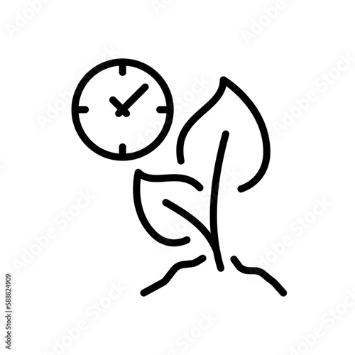 Ripening time. Line icon, black, plant ripening time. Vector illustration.