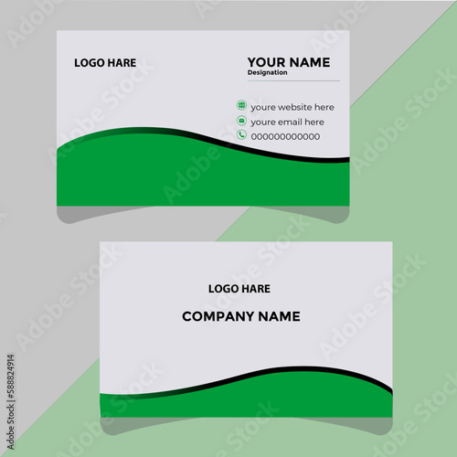 green business card,  Creative and Clean Business Card Template.
