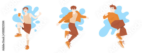 Funny guy. Cartoon, colored, young guy. Vector illustration.