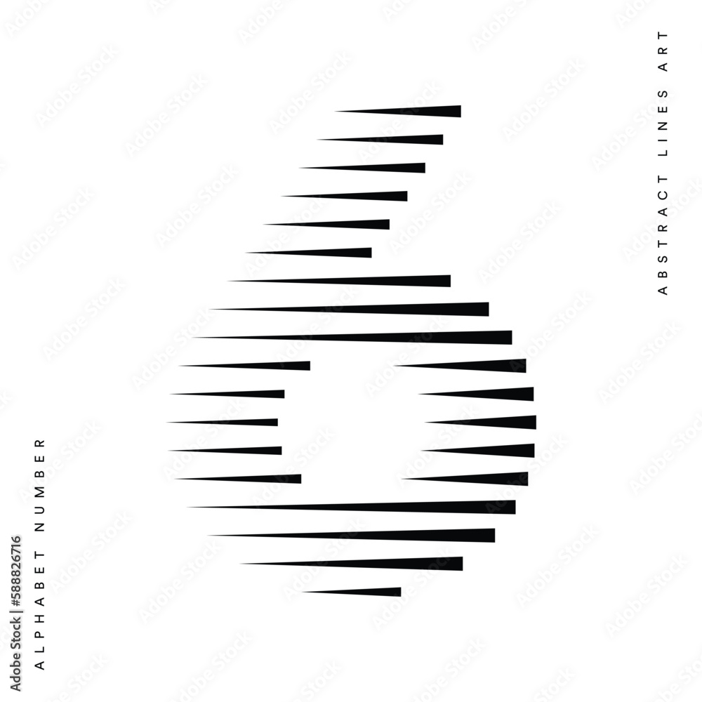 Number 6 with Abstract Line Pattern Number 6 with Abstract Line Pattern