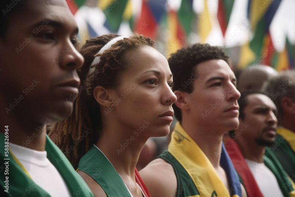 Portrait of athletes at the competition. Generative AI
Portrait of athletes at the competition. Generative AI