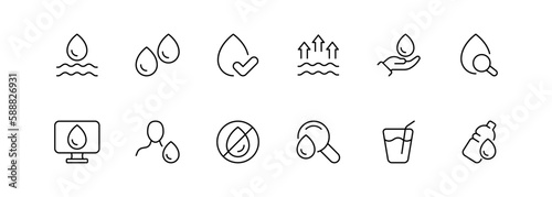 Water balance. Line icon, black, water balance icons set. Vector illustration.