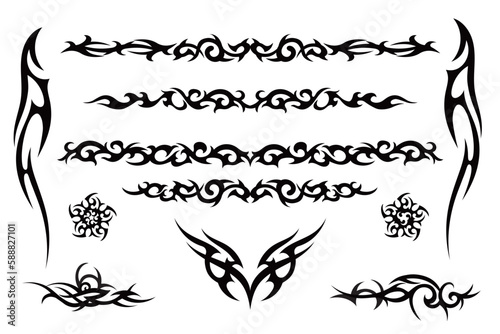 トライバルタトゥーフレームデザインセット