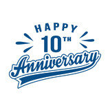 Happy 10th Anniversary. 10 years anniversary design template. Vector and illustration.
