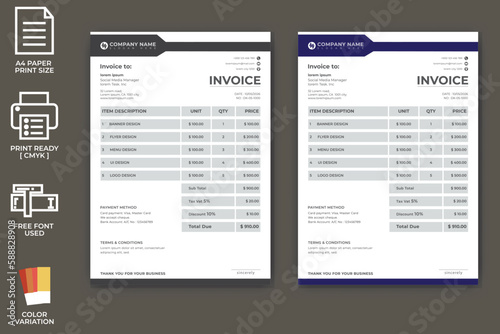 Modern Corporate Invoice Template Design