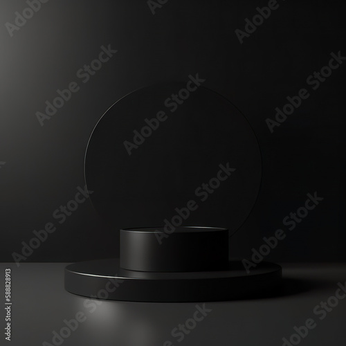 Minimalist black geometric pedestal for product showcase