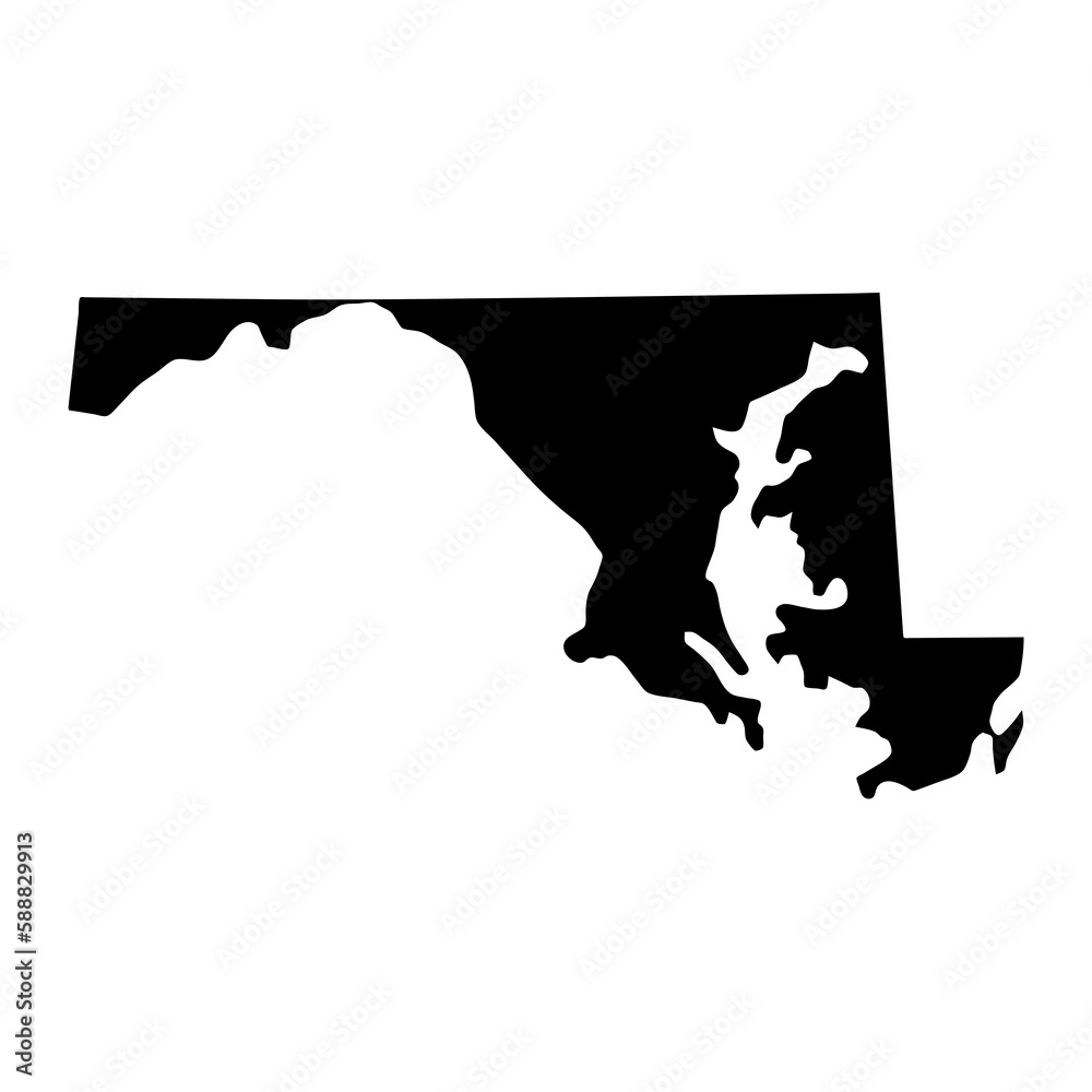 Fototapeta premium Maryland black map on white background