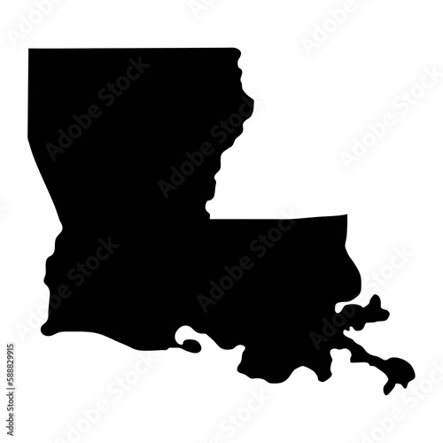 Louisiana black map on white background
