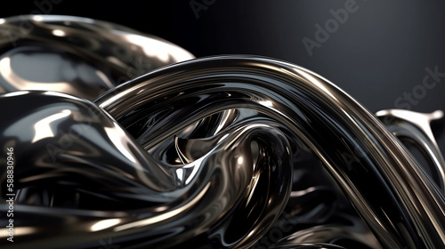 Wavy fluid with metal color. Design visual element for background, wallpaper, banner, cover, poster or header
