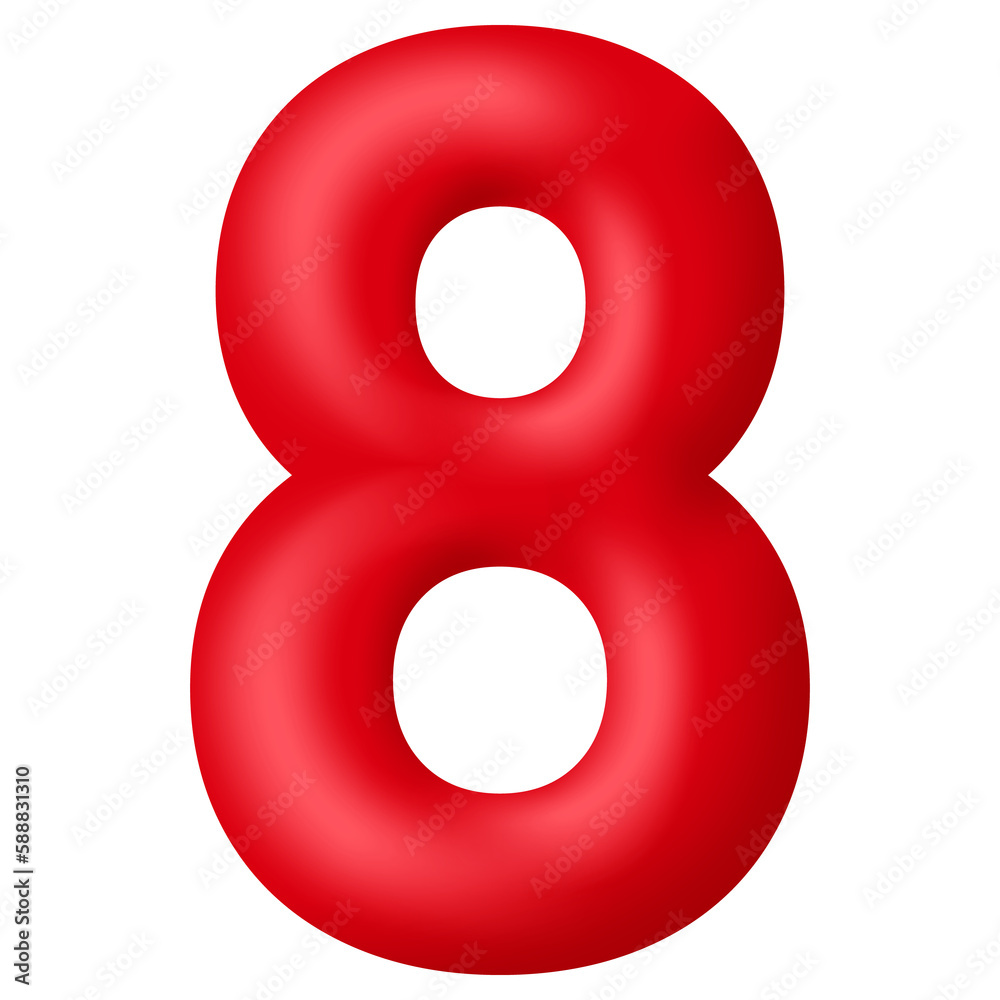 Red 3d number eight isolated on transparent background. Decorative elements for banner, birthday or anniversary party. PNG Red 3d number eight isolated on transparent background. Decorative elements for banner, birthday or anniversary party. PNG