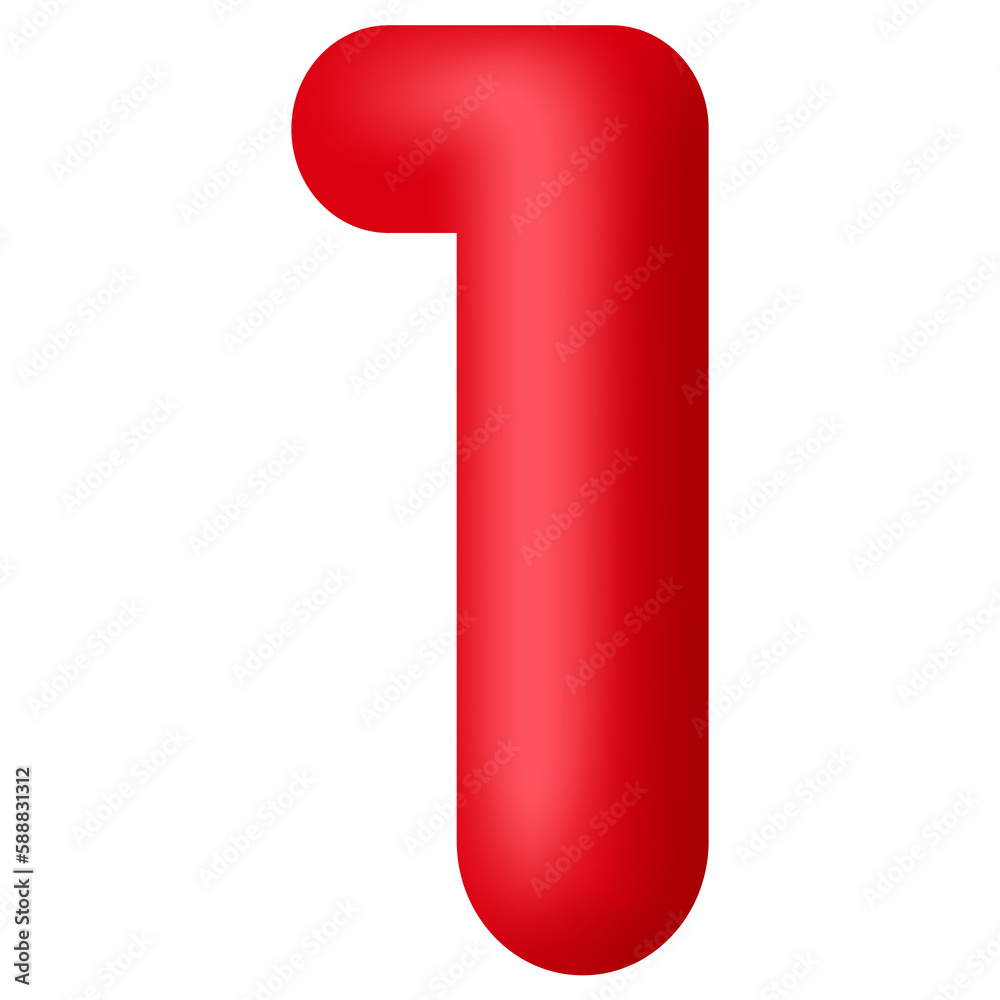 Red 3d number one isolated on transparent background. Decorative elements for banner, birthday or anniversary party. PNG Red 3d number one isolated on transparent background. Decorative elements for banner, birthday or anniversary party. PNG