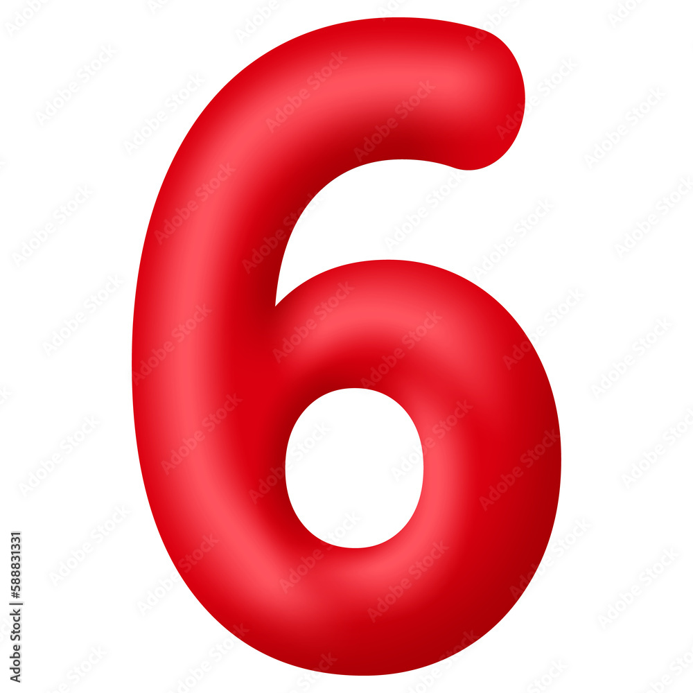 Red 3d number six isolated on transparent background. Decorative elements for banner, birthday or anniversary party. PNG Red 3d number six isolated on transparent background. Decorative elements for banner, birthday or anniversary party. PNG