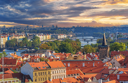 Panorama of Prague city. Czech Republic, Prague. Panorama of Lesser Town of Prague.