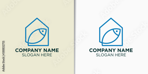 home and fish logo template