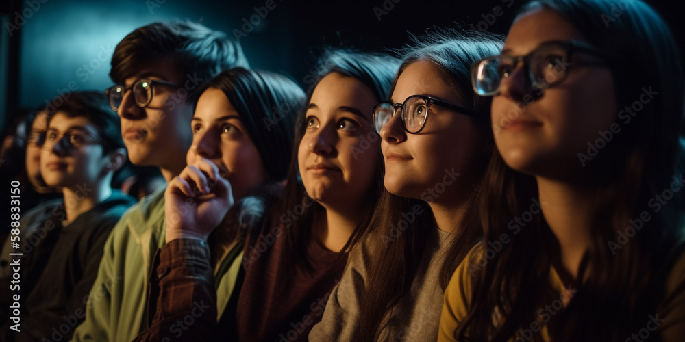 people in the cinema watching a movie. generative AI