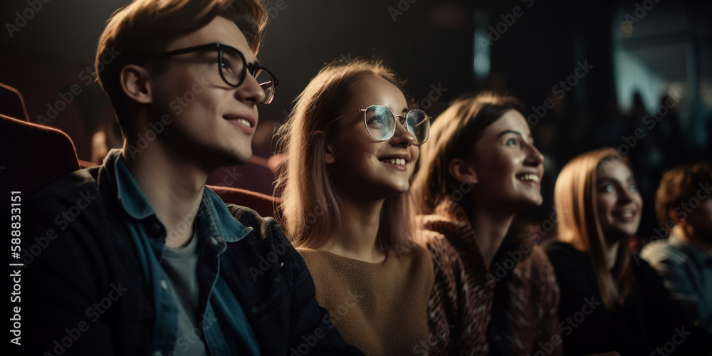 people in the cinema watching a movie. generative AI people in the cinema watching a movie. generative AI