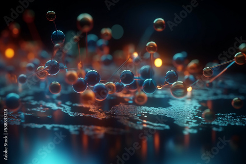 Colorful 3D Illustration Depicting the Process of Electrolysis in a Chemical Cell photo