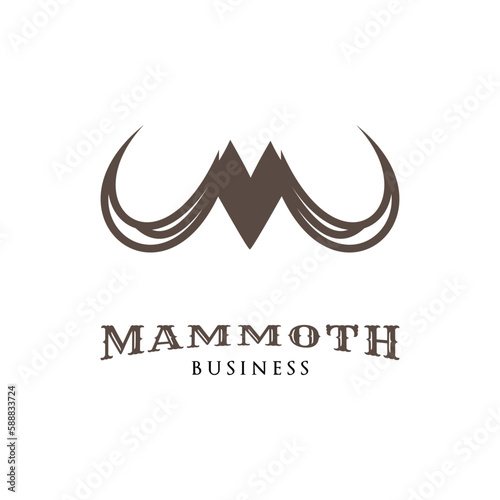 Initial Letter M Mammoth Ivory Icon Logo Design Template