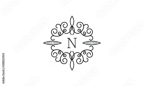 Simple, stylish and elegant letter N logo. Monogram vector illustration template.