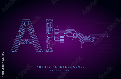 Artificial Intelligence Logo, Icon. Vector symbol AI