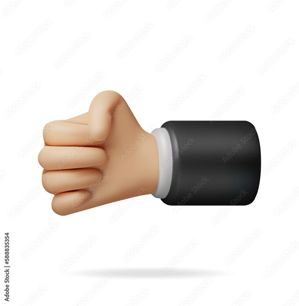 3D Hand Fist Isolated on White Background. Render Hand Fist Bump Gesture Symbol. Protest of Strength or Power. Revolution and Protest Sign. Cartoon Vector Illustration 3D Hand Fist Isolated on White Background. Render Hand Fist Bump Gesture Symbol. Protest of Strength or Power. Revolution and Protest Sign. Cartoon Vector Illustration