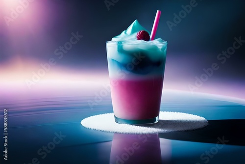 Three Colorful Milk Teas with Pink/Purple Straws