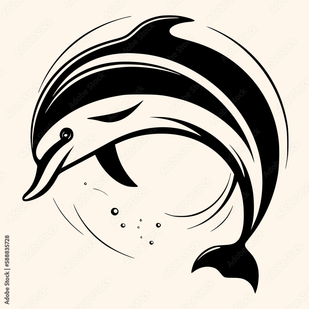 Dolphin vector for logo or icon, drawing Elegant minimalist style,abstract style Illustration Dolphin vector for logo or icon, drawing Elegant minimalist style,abstract style Illustration