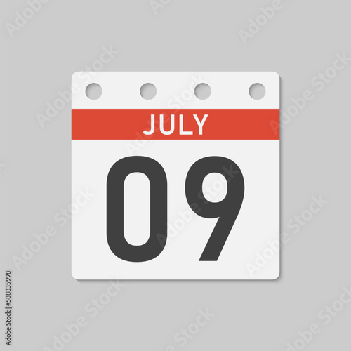 Icon page calendar day - 9 July