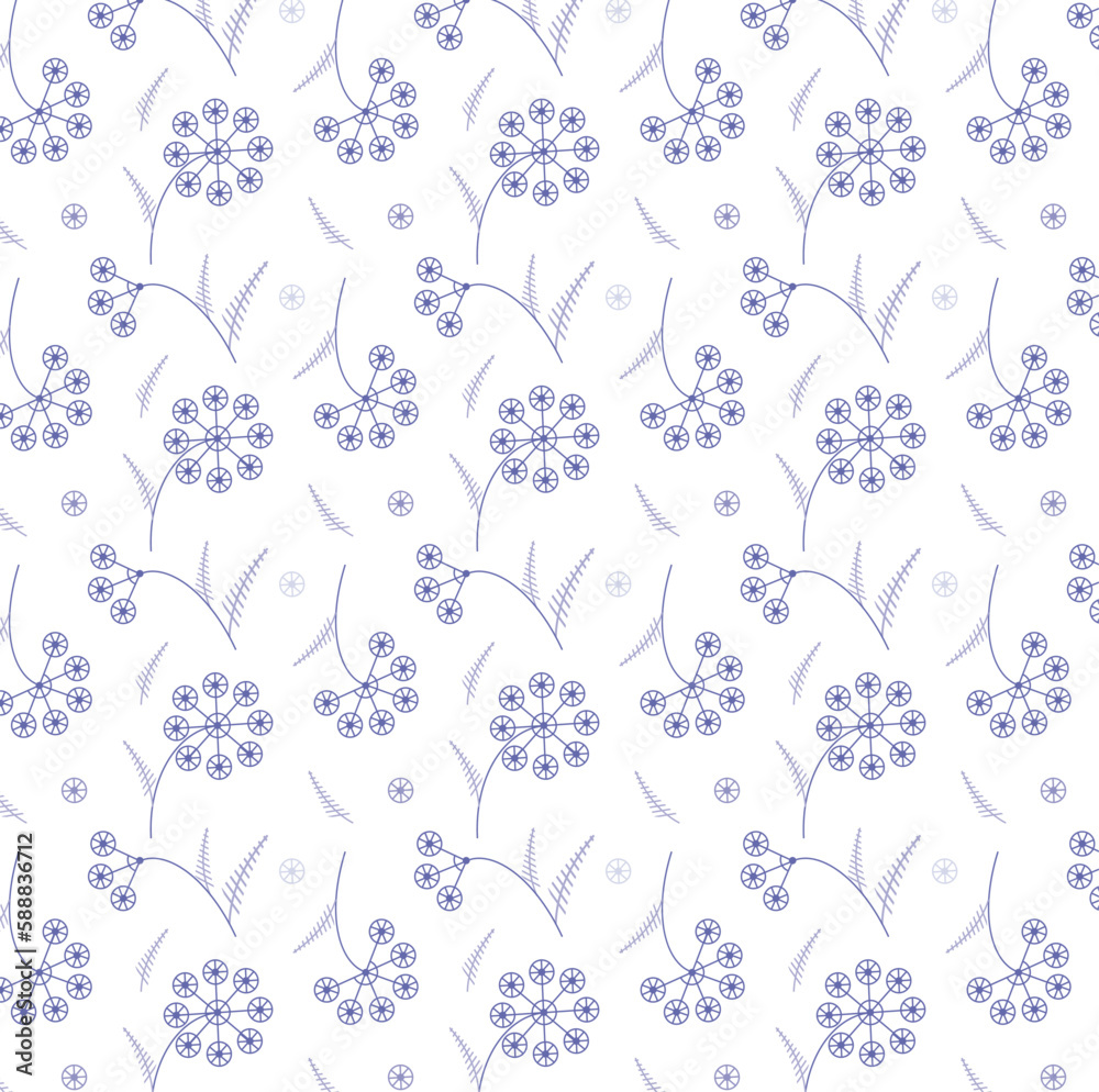 Stylized dill flowers. Pattern for fabric or background.