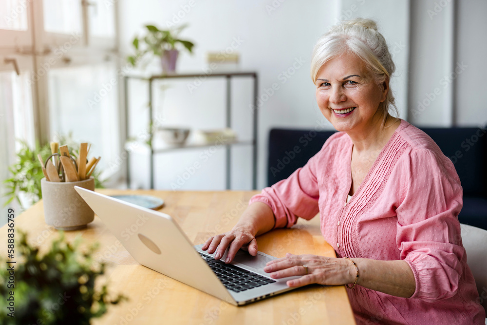 Portrait of smiling mature businesswoman using laptop at desk in office
Portrait of smiling mature businesswoman using laptop at desk in office