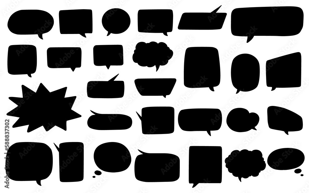 Fototapeta premium Collection of speech bubbles silhouettes. Illustration on transparent background