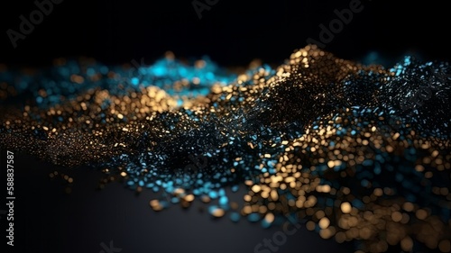 Background of abstract glitter lights gold blue, abstract background, Generative AI