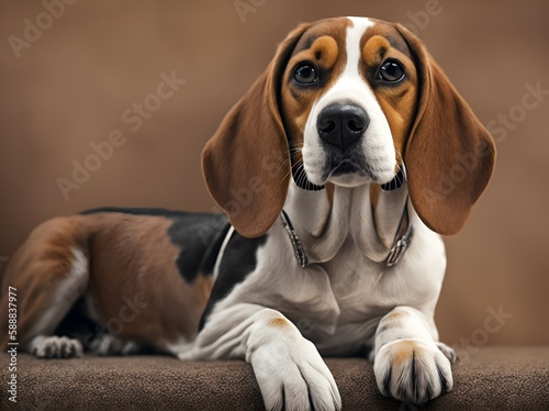 Beagle breed dog, hound, mammal, pet, domestic animal - AI generated, generative AI 